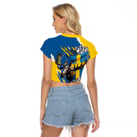 Sweden Flag Day Raglan Cropped T Shirt Majestic Elk Floral Nordic Heritage