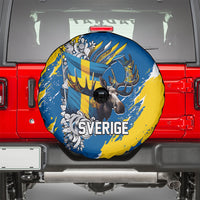 Sweden Flag Day Spare Tire Cover Majestic Elk Floral Nordic Heritage