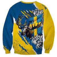 Sweden Flag Day Sweatshirt Majestic Elk Floral Nordic Heritage
