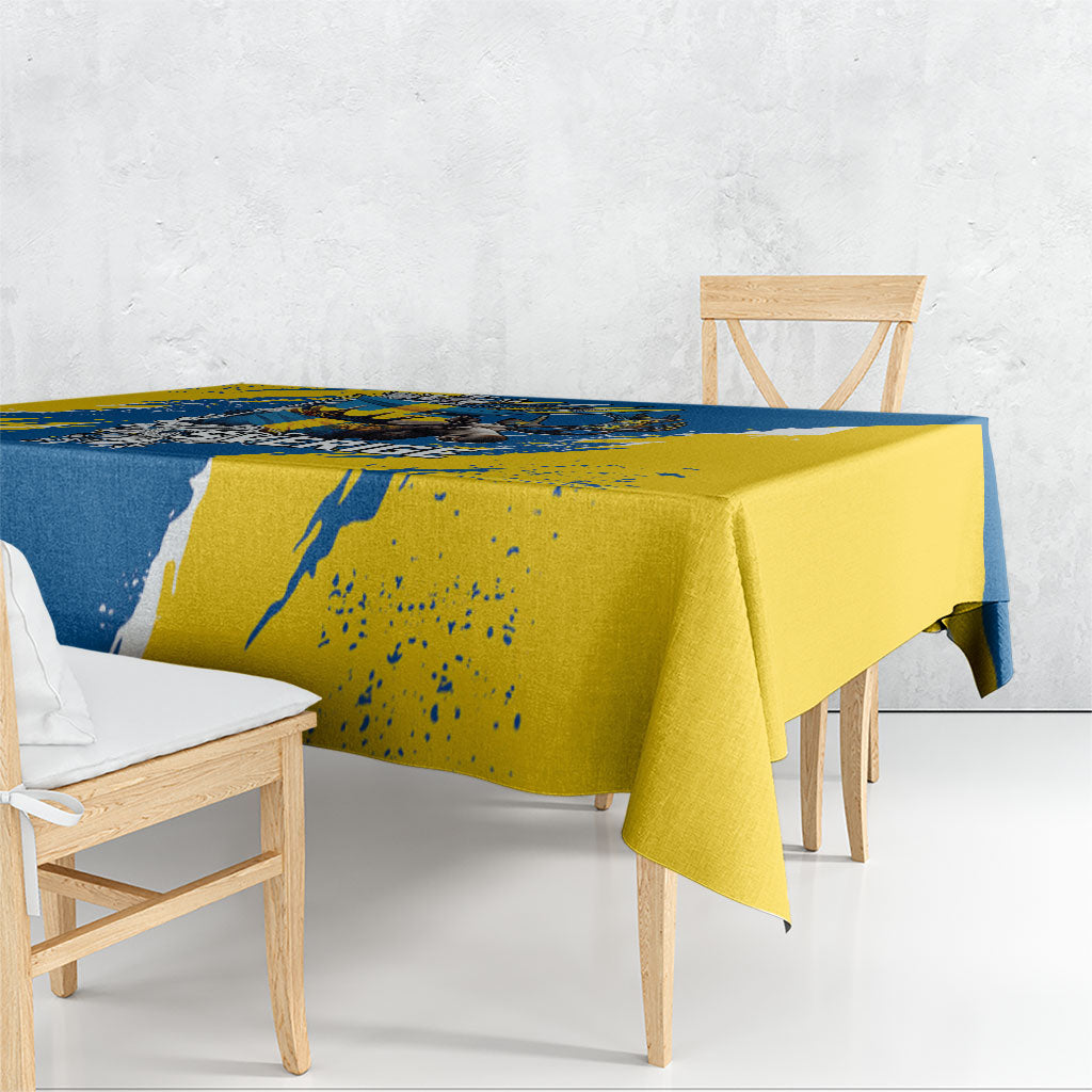 Sweden Flag Day Tablecloth Majestic Elk Floral Nordic Heritage