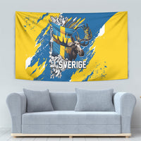 Sweden Flag Day Tapestry Majestic Elk Floral Nordic Heritage