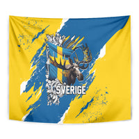 Sweden Flag Day Tapestry Majestic Elk Floral Nordic Heritage