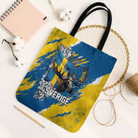 Sweden Flag Day Tote Bag Majestic Elk Floral Nordic Heritage
