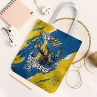 Sweden Flag Day Tote Bag Majestic Elk Floral Nordic Heritage