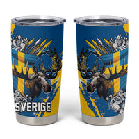 Sweden Flag Day Tumbler Cup Majestic Elk Floral Nordic Heritage