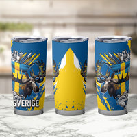 Sweden Flag Day Tumbler Cup Majestic Elk Floral Nordic Heritage