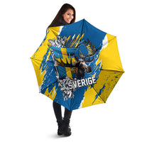 Sweden Flag Day Umbrella Majestic Elk Floral Nordic Heritage