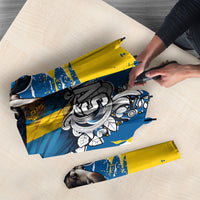 Sweden Flag Day Umbrella Majestic Elk Floral Nordic Heritage