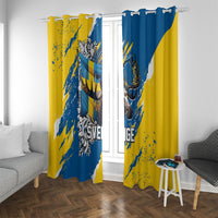 Sweden Flag Day Window Curtain Majestic Elk Floral Nordic Heritage