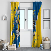 Sweden Flag Day Window Curtain Majestic Elk Floral Nordic Heritage