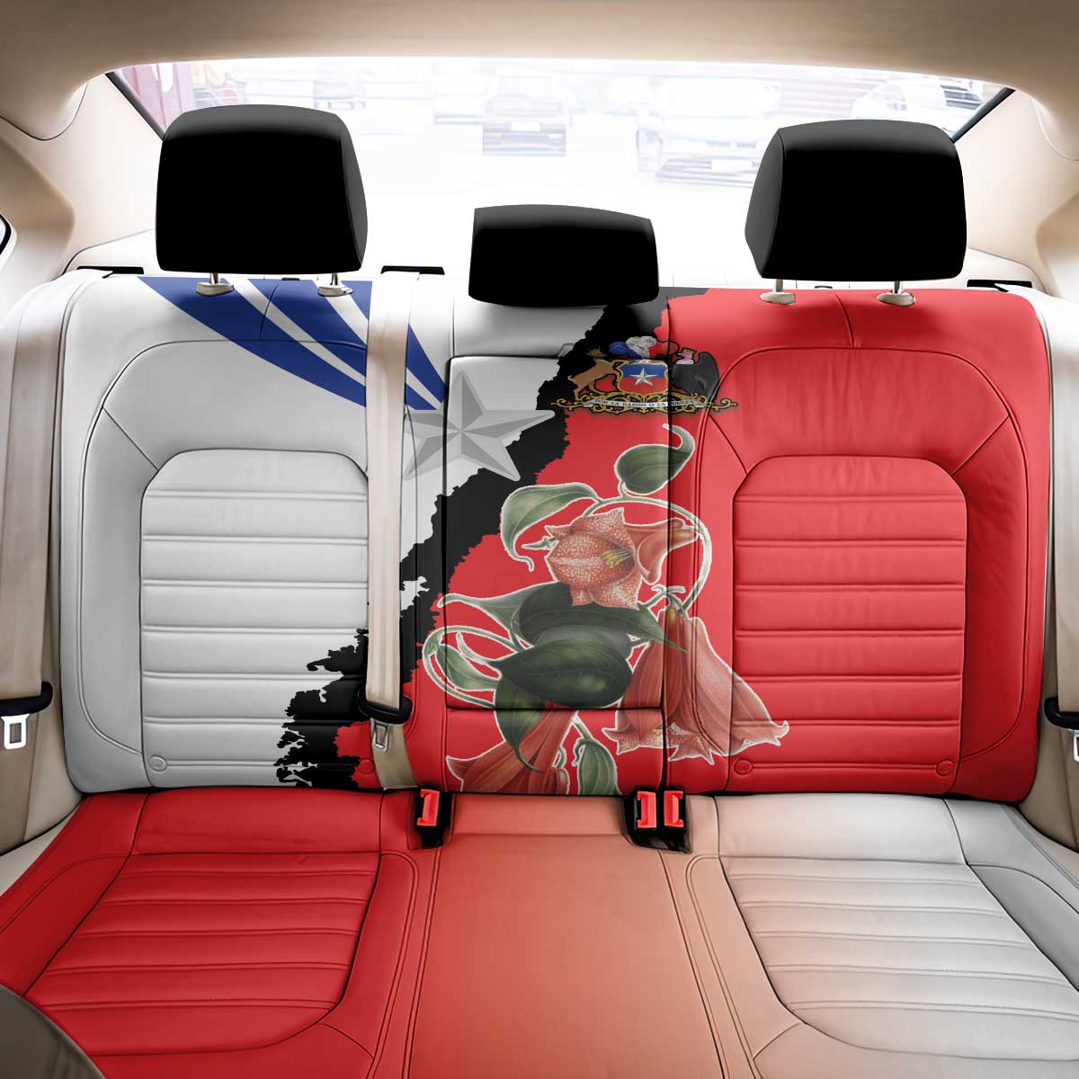 Chile Lapageria Rosea Back Car Seat Cover With Flag Color - Wonder Print Shop