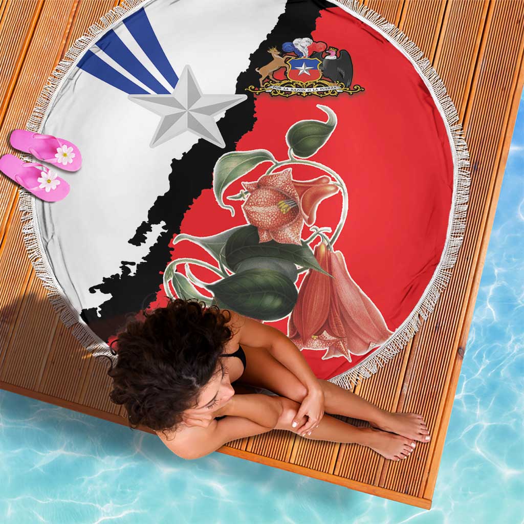 Chile Lapageria Rosea Beach Blanket With Flag Color - Wonder Print Shop