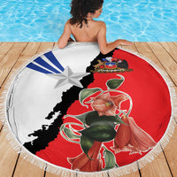 Chile Lapageria Rosea Beach Blanket With Flag Color - Wonder Print Shop