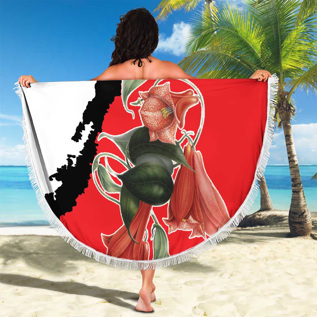 Chile Lapageria Rosea Beach Blanket With Flag Color - Wonder Print Shop