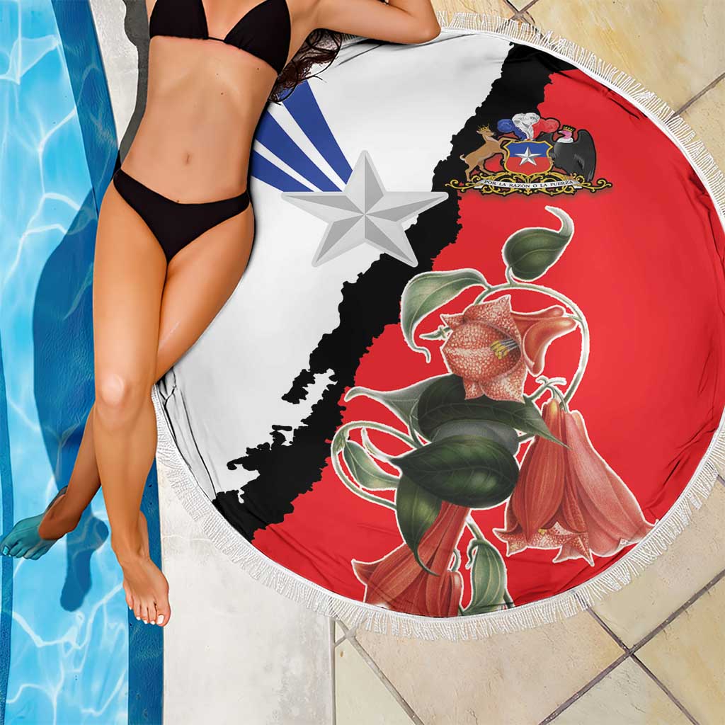 Chile Lapageria Rosea Beach Blanket With Flag Color - Wonder Print Shop