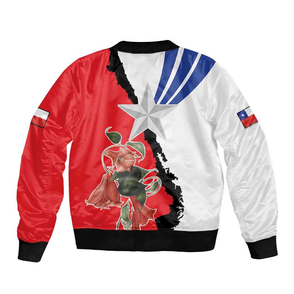 Chile Lapageria Rosea Bomber Jacket With Flag Color - Wonder Print Shop