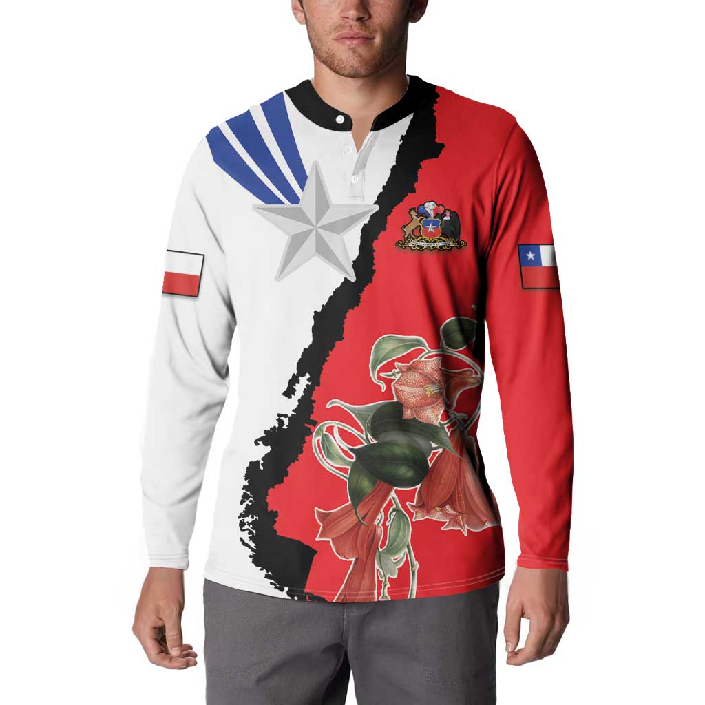 Chile Lapageria Rosea Button Sweatshirt With Flag Color - Wonder Print Shop