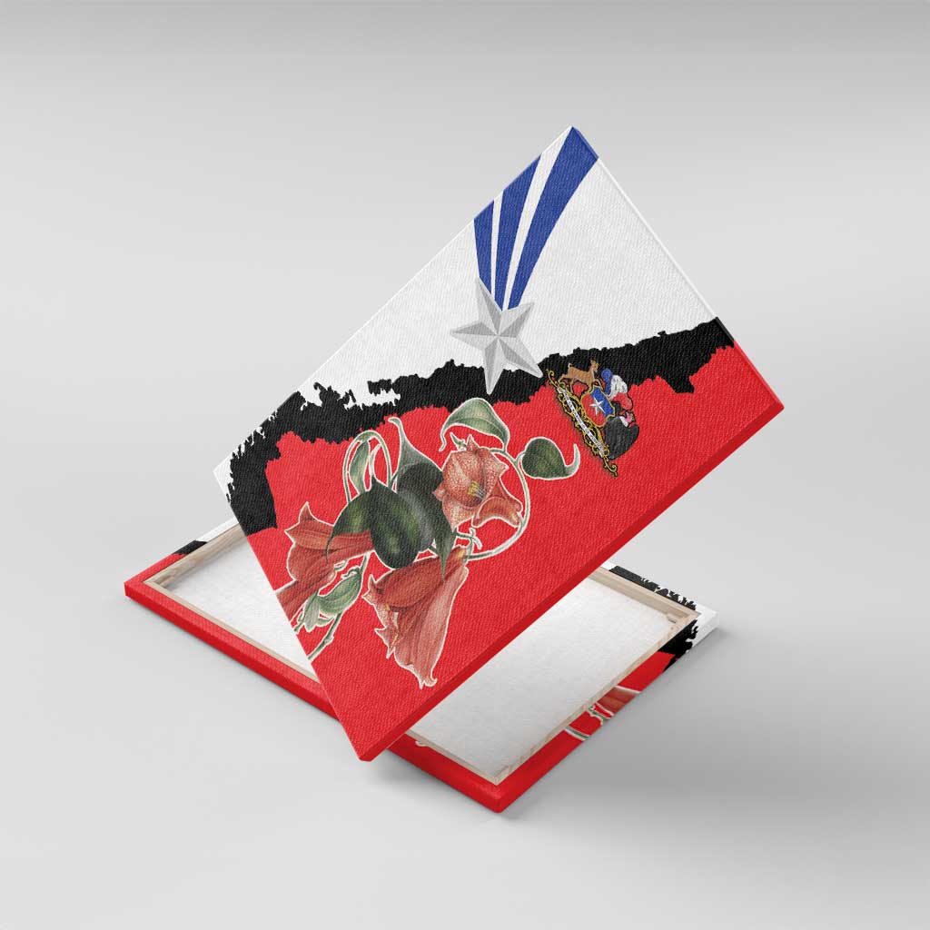 Chile Lapageria Rosea Canvas Wall Art With Flag Color - Wonder Print Shop