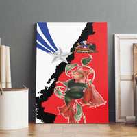 Chile Lapageria Rosea Canvas Wall Art With Flag Color - Wonder Print Shop