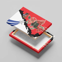 Chile Lapageria Rosea Canvas Wall Art With Flag Color - Wonder Print Shop