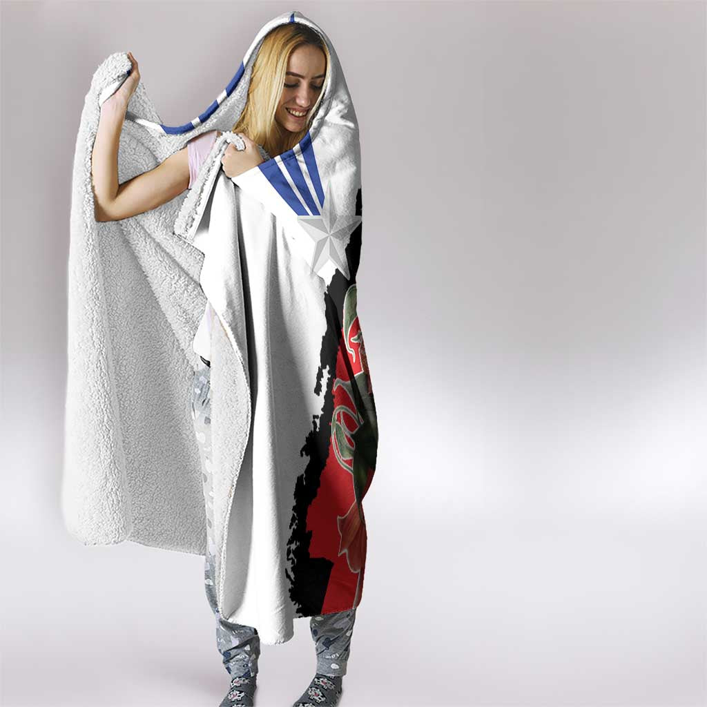 Chile Lapageria Rosea Hooded Blanket With Flag Color