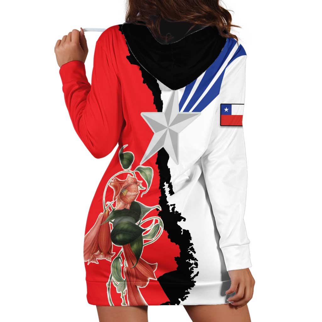 Chile Lapageria Rosea Hoodie Dress With Flag Color - Wonder Print Shop