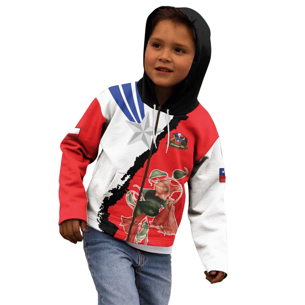 Chile Lapageria Rosea Kid Hoodie With Flag Color - Wonder Print Shop
