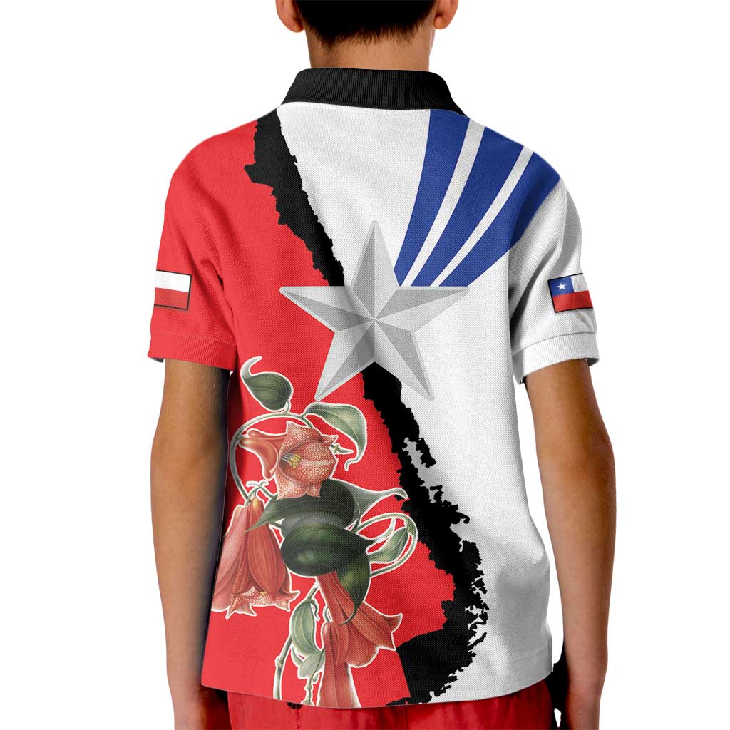 Chile Lapageria Rosea Kid Polo Shirt With Flag Color - Wonder Print Shop
