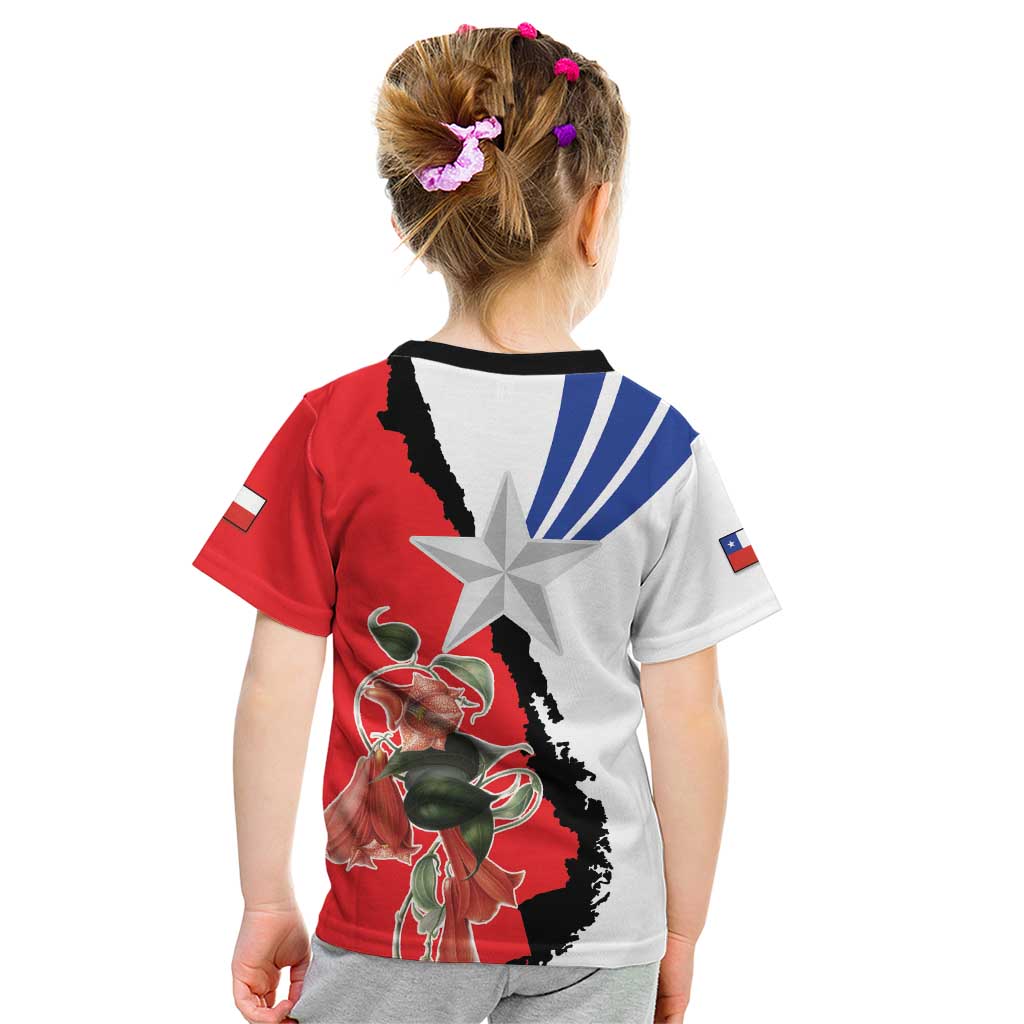 Chile Lapageria Rosea Kid T Shirt With Flag Color - Wonder Print Shop