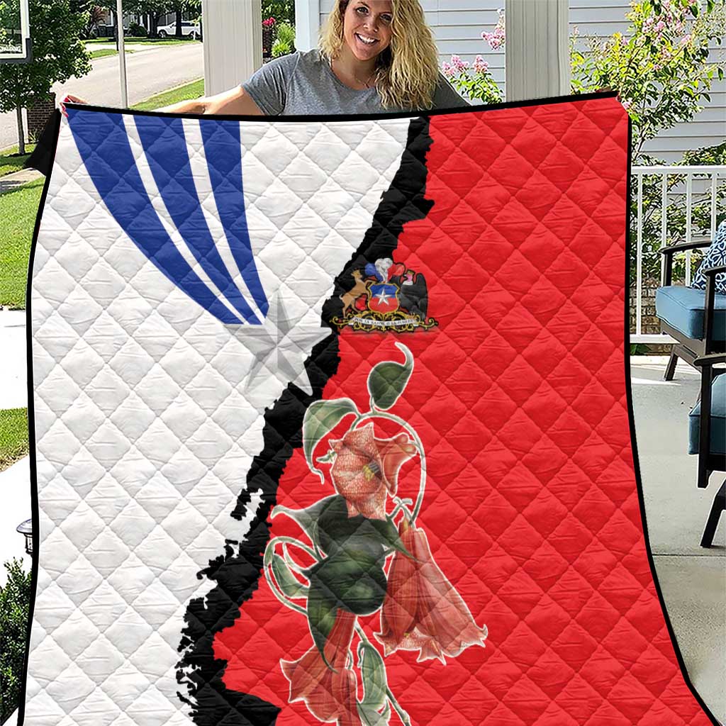 Chile Lapageria Rosea Quilt With Flag Color - Wonder Print Shop