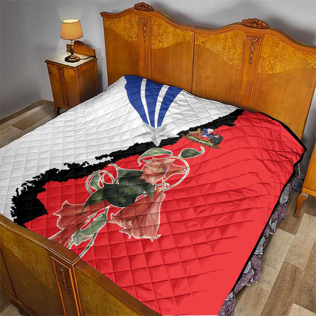 Chile Lapageria Rosea Quilt With Flag Color - Wonder Print Shop