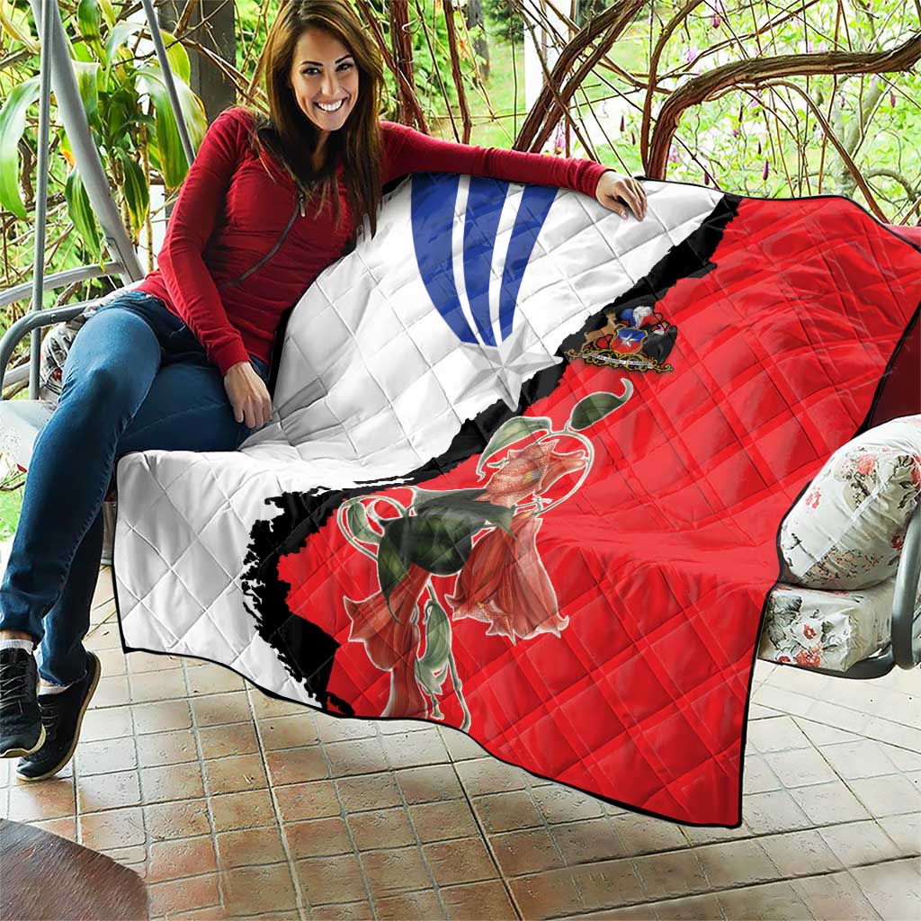 Chile Lapageria Rosea Quilt With Flag Color - Wonder Print Shop
