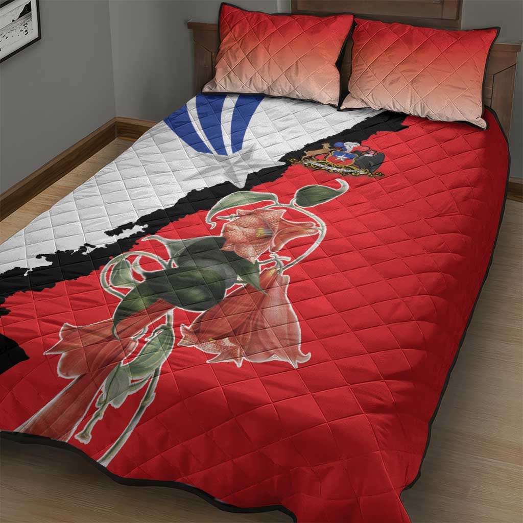 Chile Lapageria Rosea Quilt Bed Set With Flag Color - Wonder Print Shop