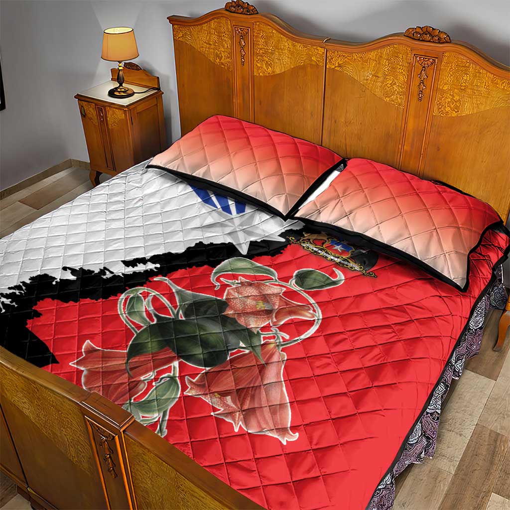 Chile Lapageria Rosea Quilt Bed Set With Flag Color - Wonder Print Shop
