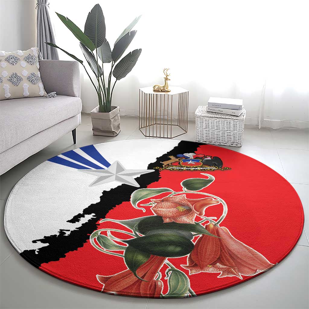 Chile Lapageria Rosea Round Carpet With Flag Color