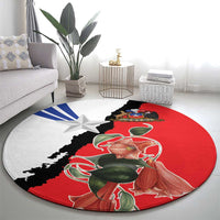 Chile Lapageria Rosea Round Carpet With Flag Color