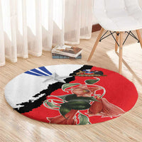 Chile Lapageria Rosea Round Carpet With Flag Color