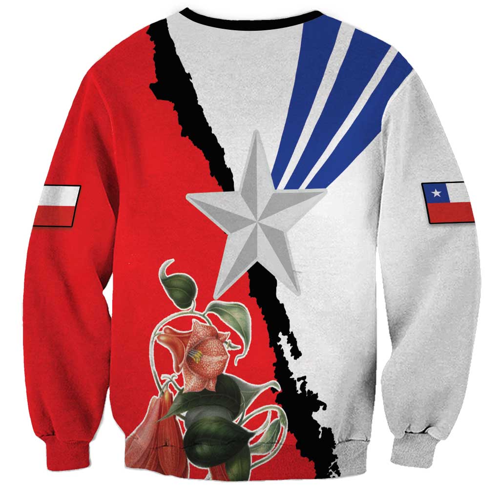 Chile Lapageria Rosea Sweatshirt With Flag Color - Wonder Print Shop