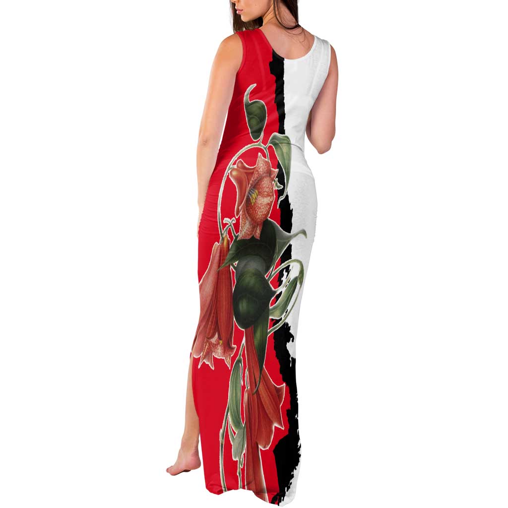 Chile Lapageria Rosea Tank Maxi Dress With Flag Color - Wonder Print Shop