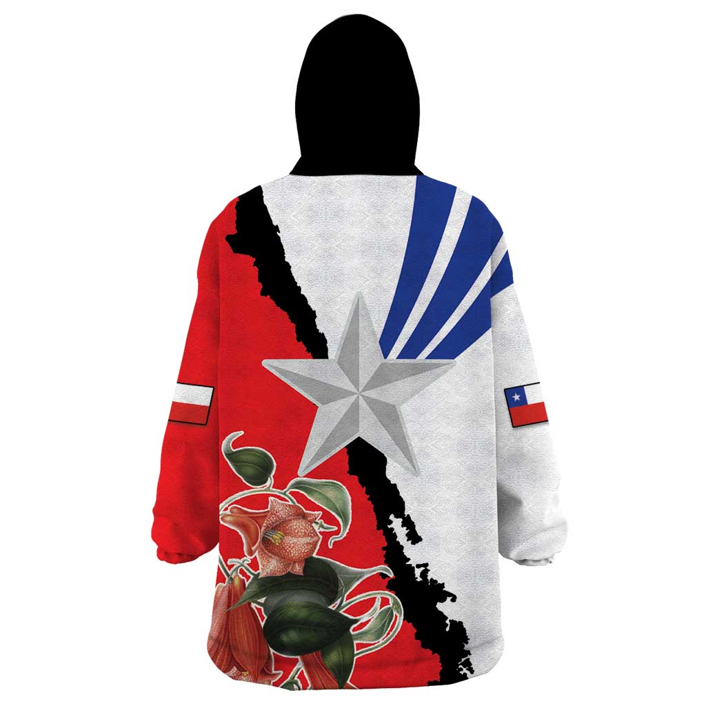 Chile Lapageria Rosea Wearable Blanket Hoodie With Flag Color - Wonder Print Shop