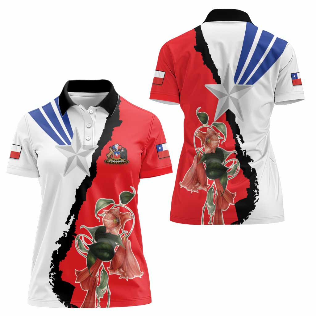 Chile Lapageria Rosea Women Polo Shirt With Flag Color - Wonder Print Shop