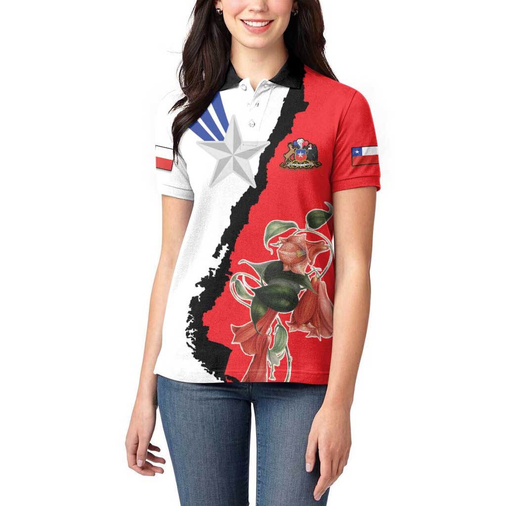 Chile Lapageria Rosea Women Polo Shirt With Flag Color - Wonder Print Shop