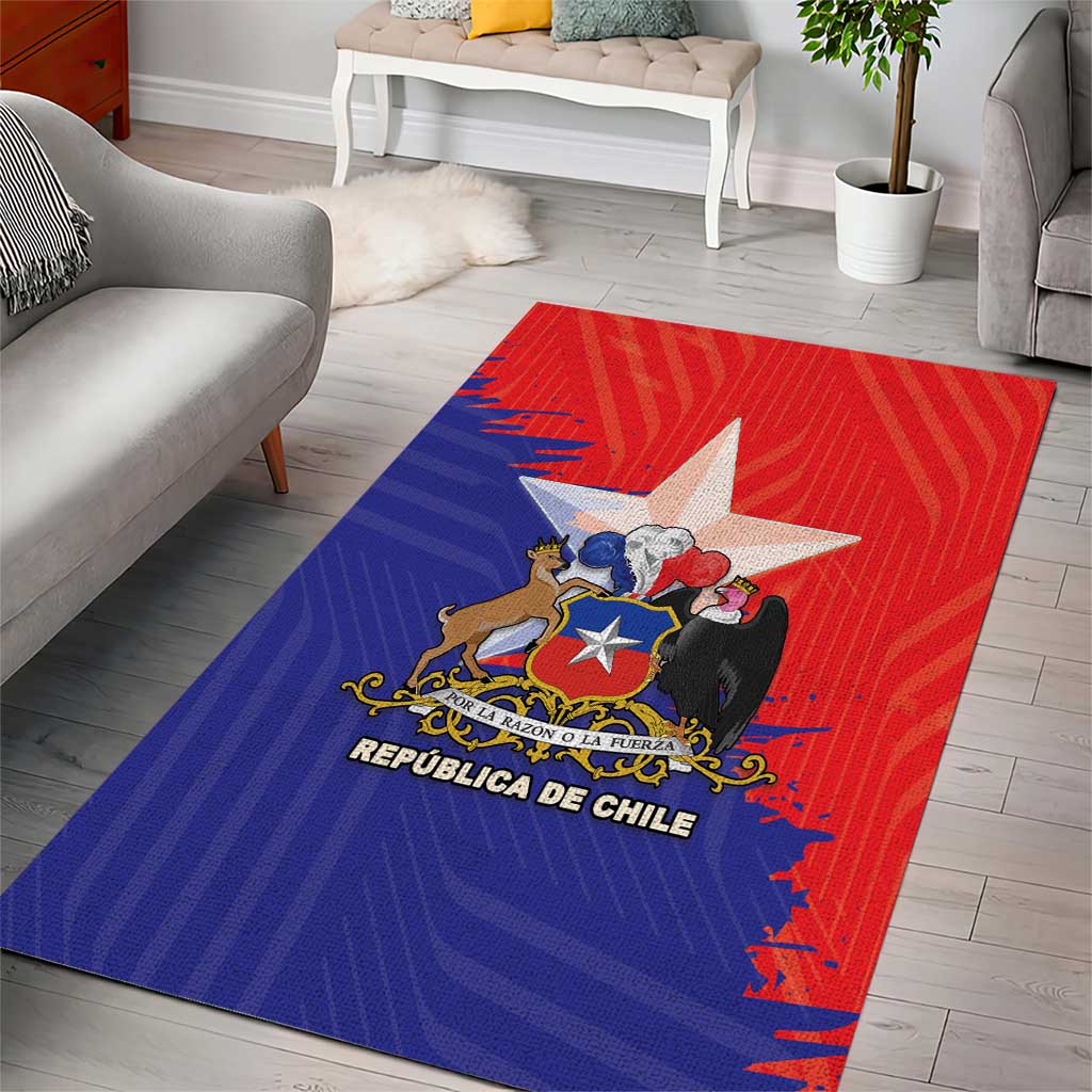 Chile Coat Of Arms Area Rug With Flag Style - Wonder Print Shop