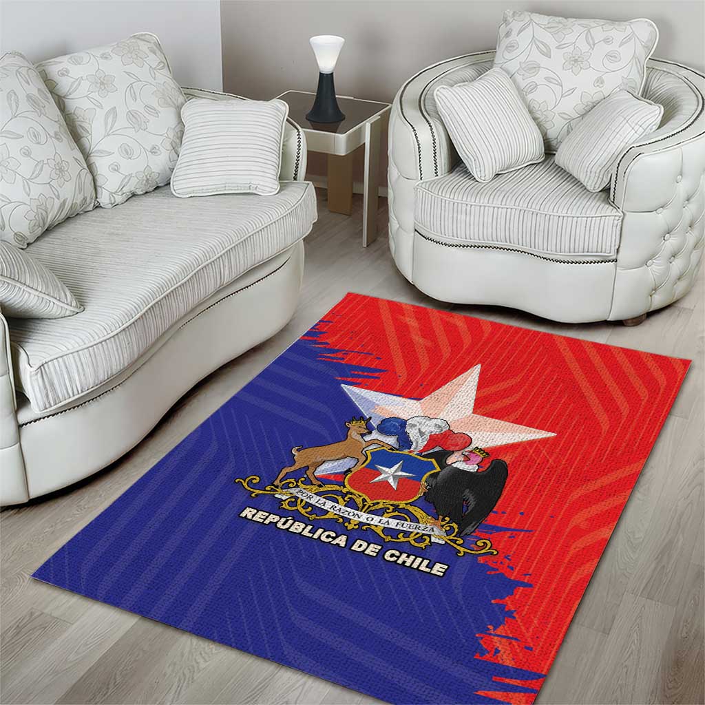Chile Coat Of Arms Area Rug With Flag Style - Wonder Print Shop