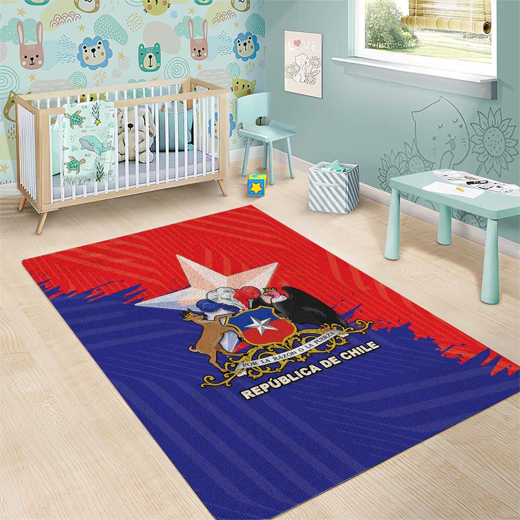 Chile Coat Of Arms Area Rug With Flag Style - Wonder Print Shop
