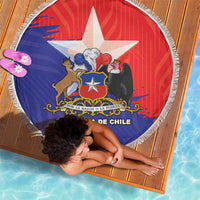 Chile Coat Of Arms Beach Blanket With Flag Style - Wonder Print Shop