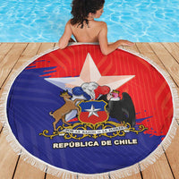 Chile Coat Of Arms Beach Blanket With Flag Style - Wonder Print Shop