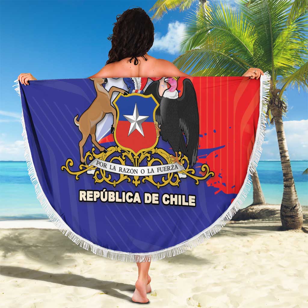 Chile Coat Of Arms Beach Blanket With Flag Style - Wonder Print Shop