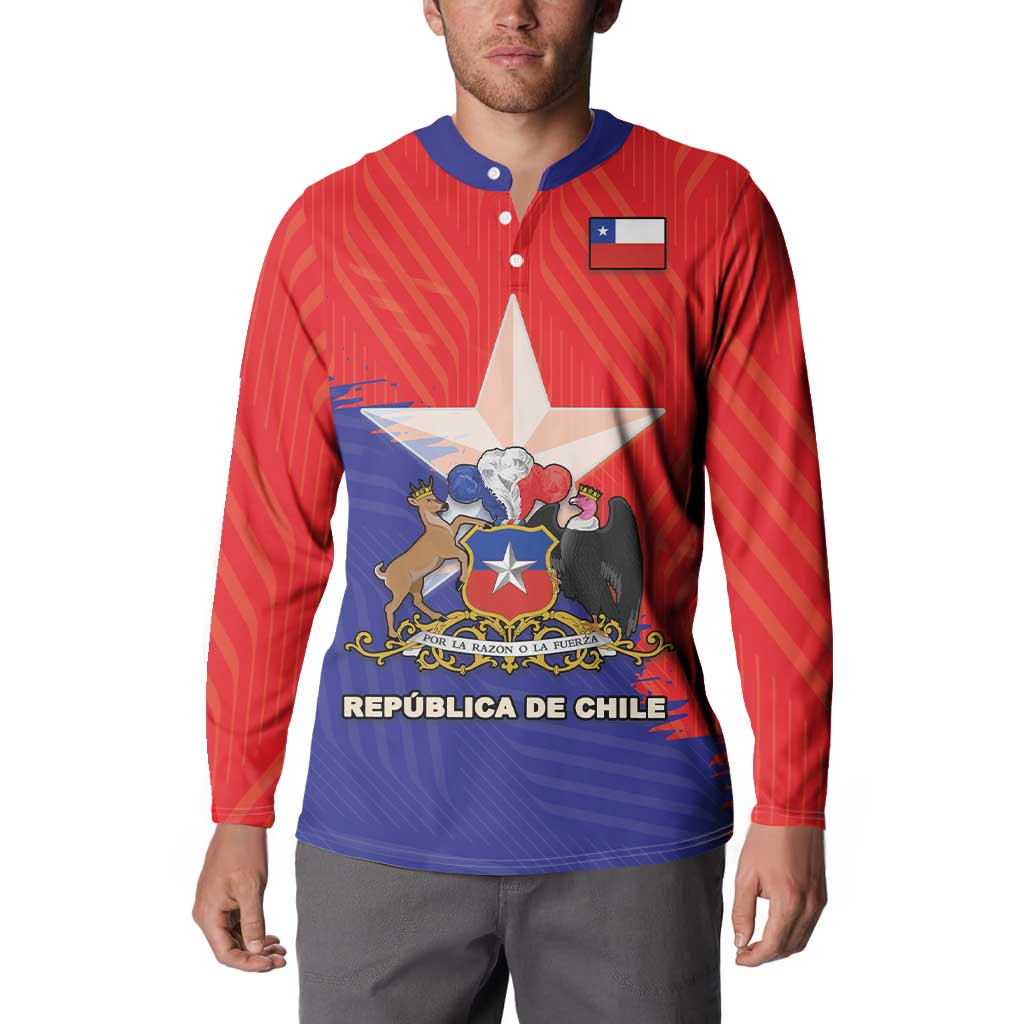 Chile Coat Of Arms Button Sweatshirt With Flag Style - Wonder Print Shop