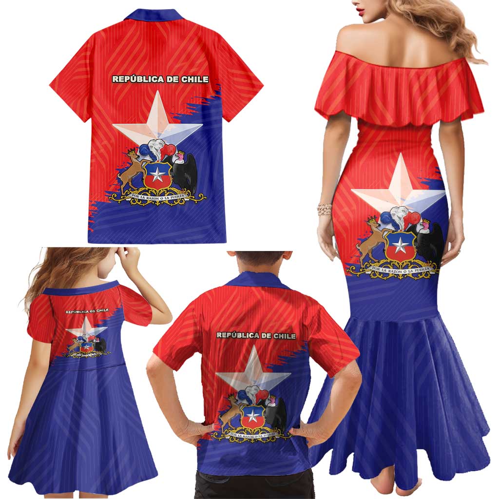 Chile Coat Of Arms Family Matching Mermaid Dress and Hawaiian Shirt With Flag Style - Wonder Print Shop